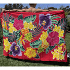 Hawaiian Pineapple and Flowers | Hand Painted Pareo Magenta