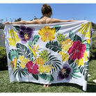 Hawaiian Pineapple and Flowers | Hand Painted Pareo White