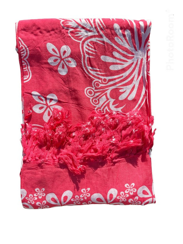 Beach Cover-Up | Hibiscus and Plumeria Flowers CORAL