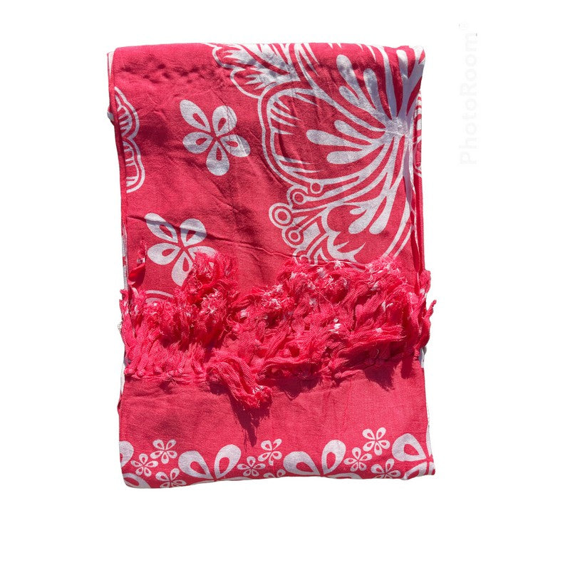 Beach Cover-Up | Hibiscus and Plumeria Flowers CORAL