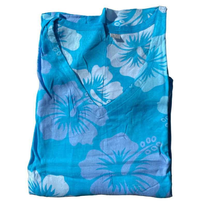 Beach Cover-Up | Hawaiian Hibiscus Flowers LT BLUE