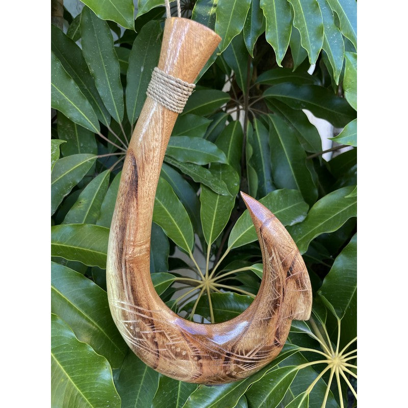 Hawaiian Fish Hook w/ Engravings | Hawaiian Home 12"