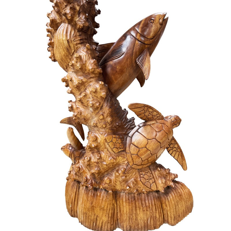 3 Kahala with 2 Turtle Statue | Sea Life Carving 60"