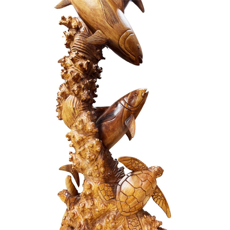 3 Kahala with 2 Turtle Statue | Sea Life Carving 60"
