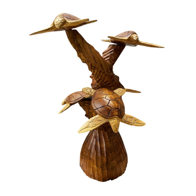 5 Turtle Carving on Stand | Sea Life 20"