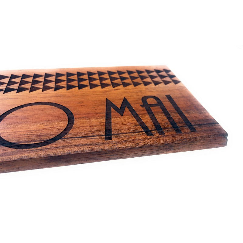 E Komo Mai with Tribal Design | Koa Wood Sign - Makana Hut
