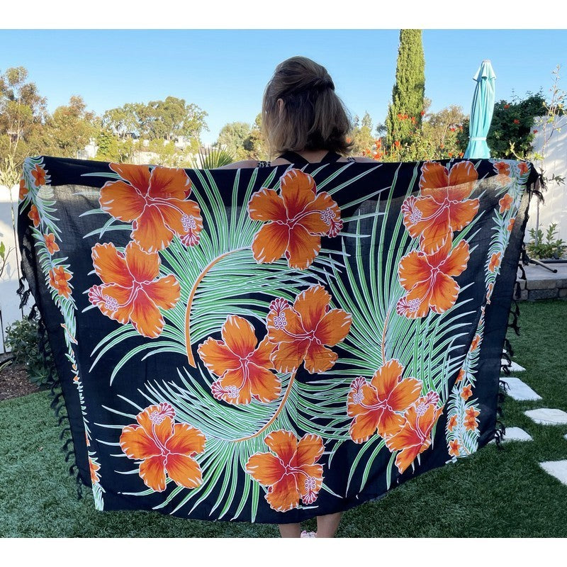 Hawaiian Flowers | Orange Pareo
