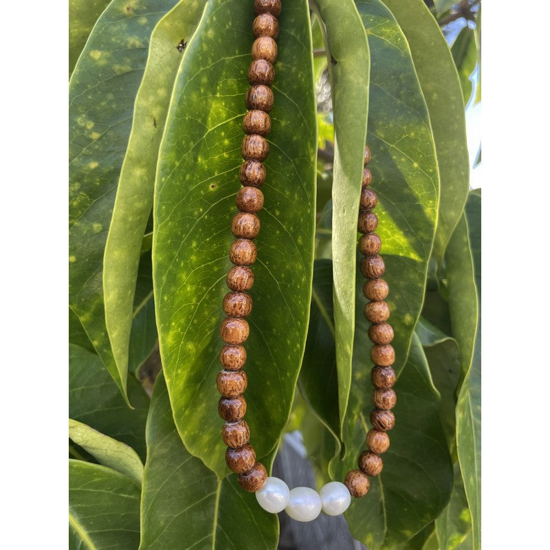 Koa and Large Baroque Fresh Water Pearls | Necklace 18"