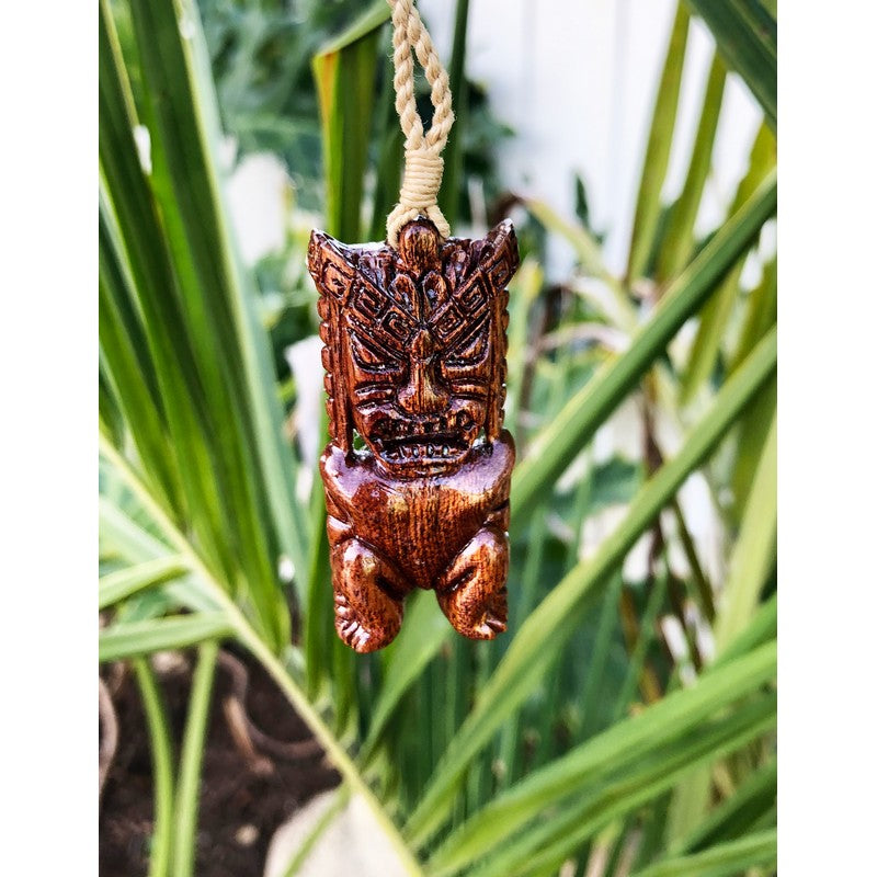 Koa Wood Tiki Pendant Necklace - Makana Hut
