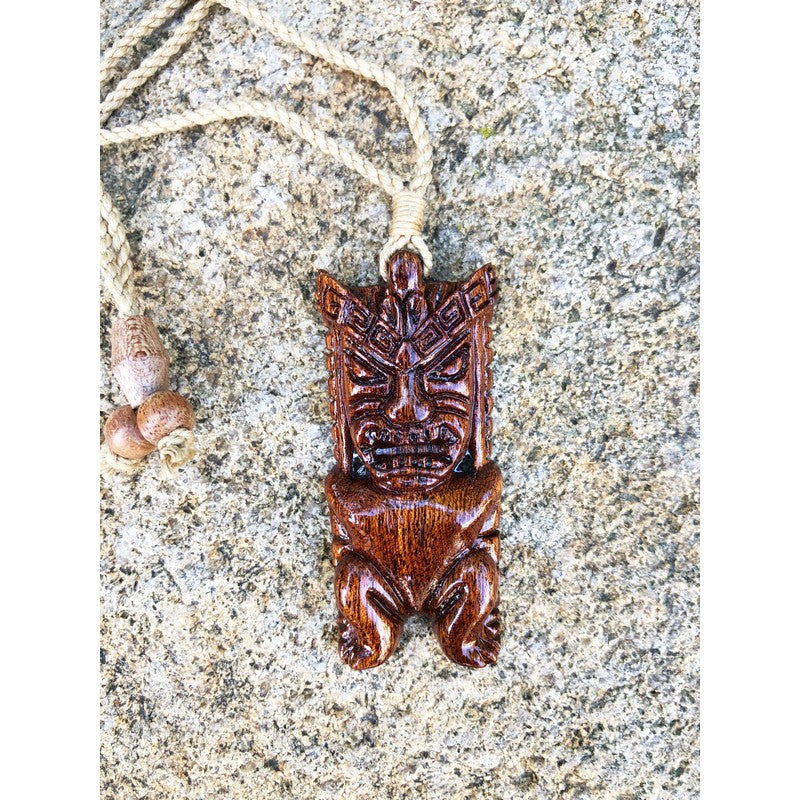 Koa Wood Tiki Pendant Necklace - Makana Hut