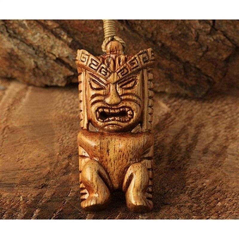 Koa Wood Tiki Pendant Necklace - Makana Hut