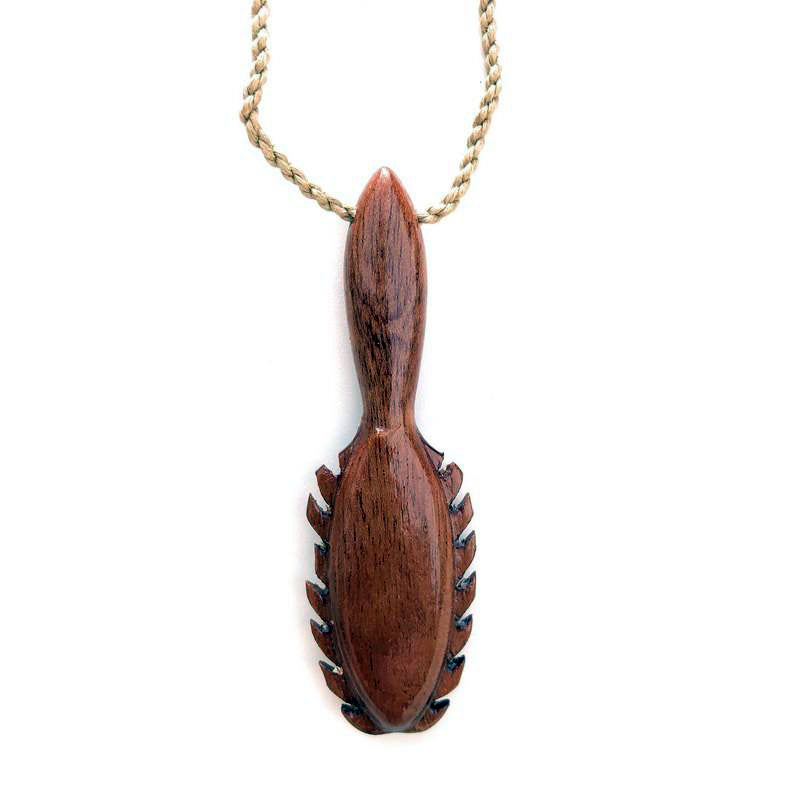 Unique Hawaiian Large Koa Wood Fish Hook Necklace, Hand Carved Genuine Koa Wood Fish Hook Necklace, N9131 Birthday Valentine Gift, Men's, Grey Type