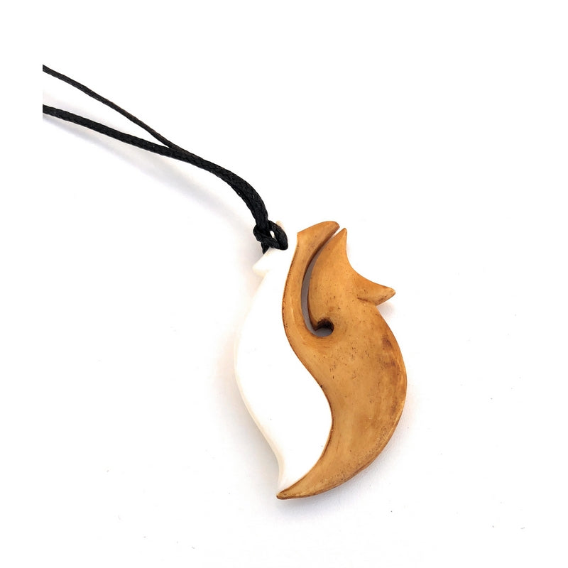 Bone Wood Smooth Long Hei Matau Fish Hook Pendant Cord Necklace –  81stgeneration
