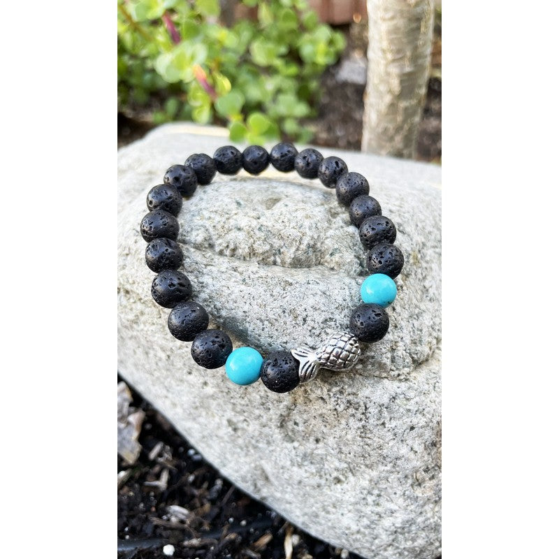 Lava stone and turquoise bracelet hotsell