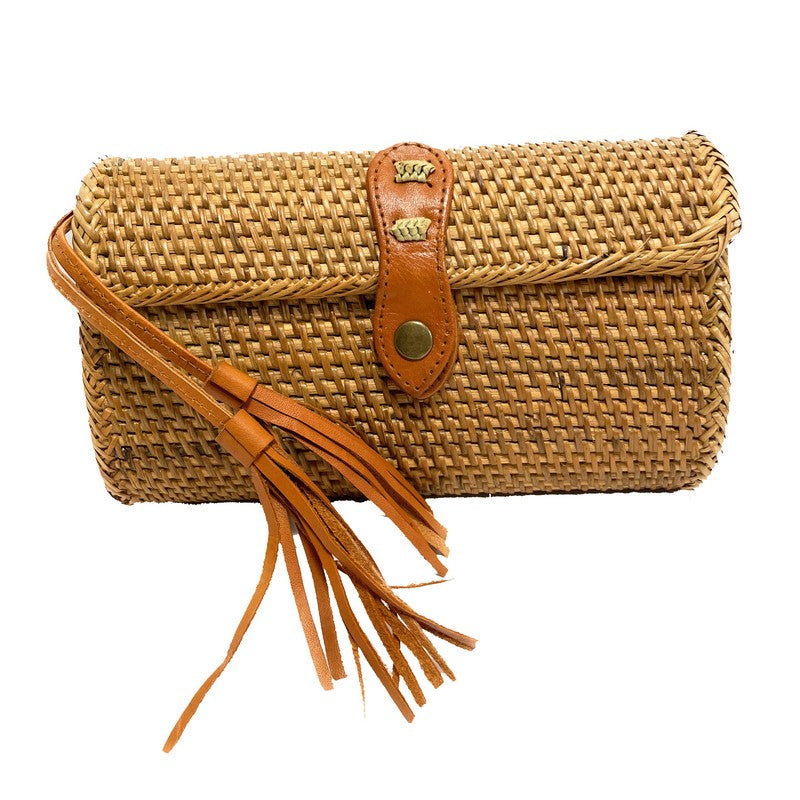 Natural Rattan Handbag/Clutch w/ Tassels