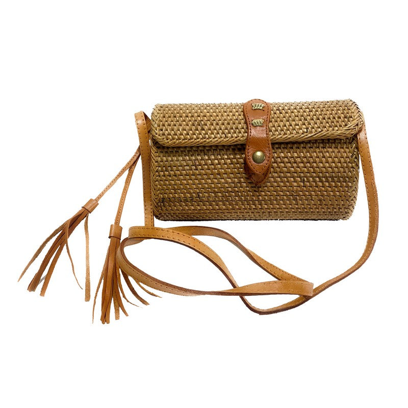 Natural Rectangular Rattan Handbag/Clutch