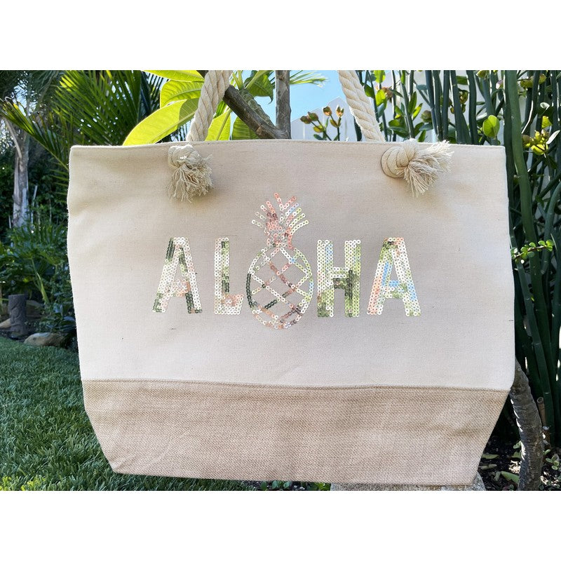 "Aloha" Pineapple Beach Bag or Tote
