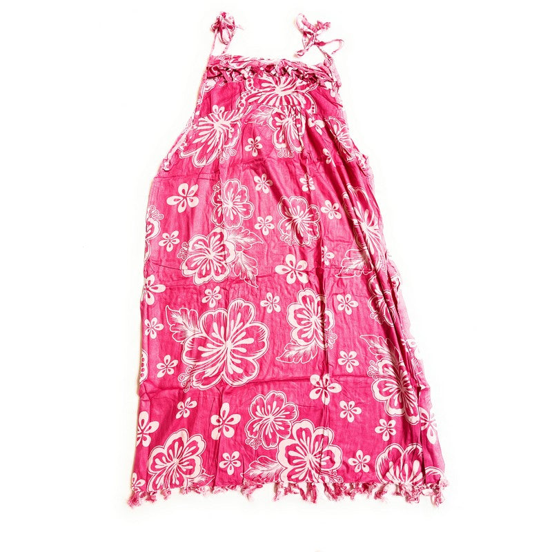 Hibiscus & Plumeria Tie Long Dress Pink