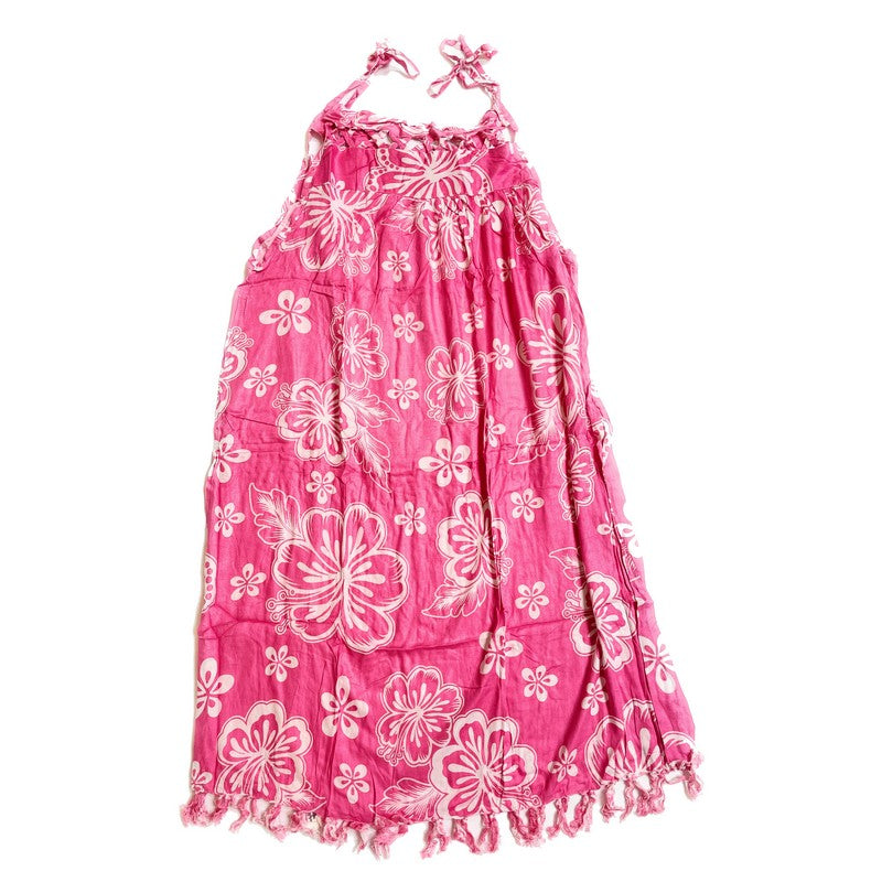 Hibiscus & Plumeria Tie Long Dress Pink