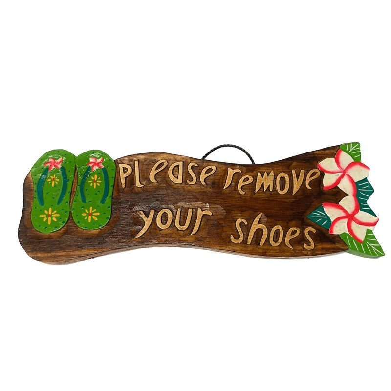 Please Remove Shoes w/ Plumeria Flowers & Slippers