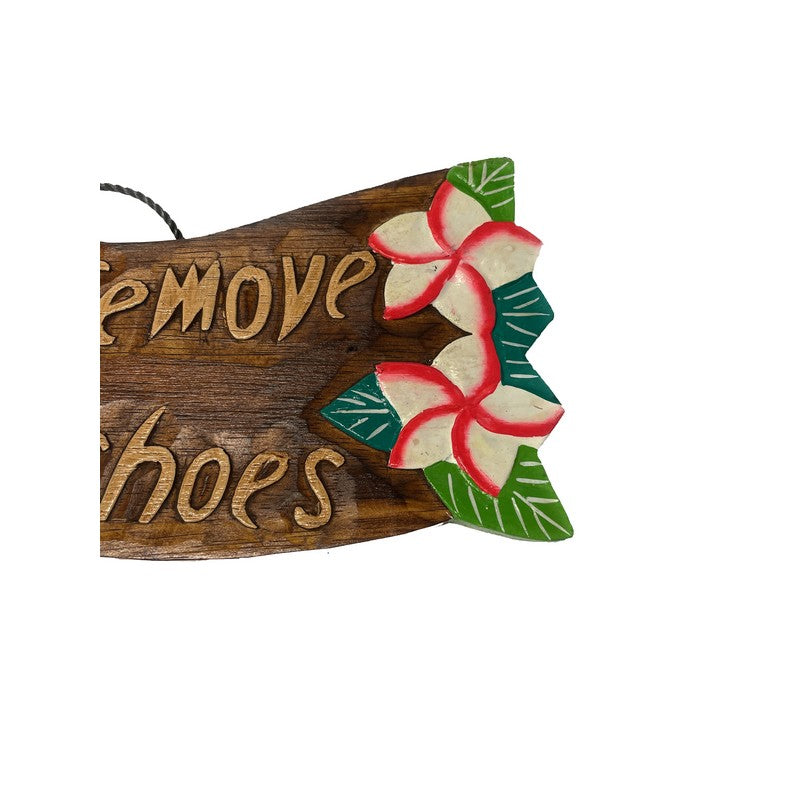 Please Remove Shoes w/ Plumeria Flowers & Slippers