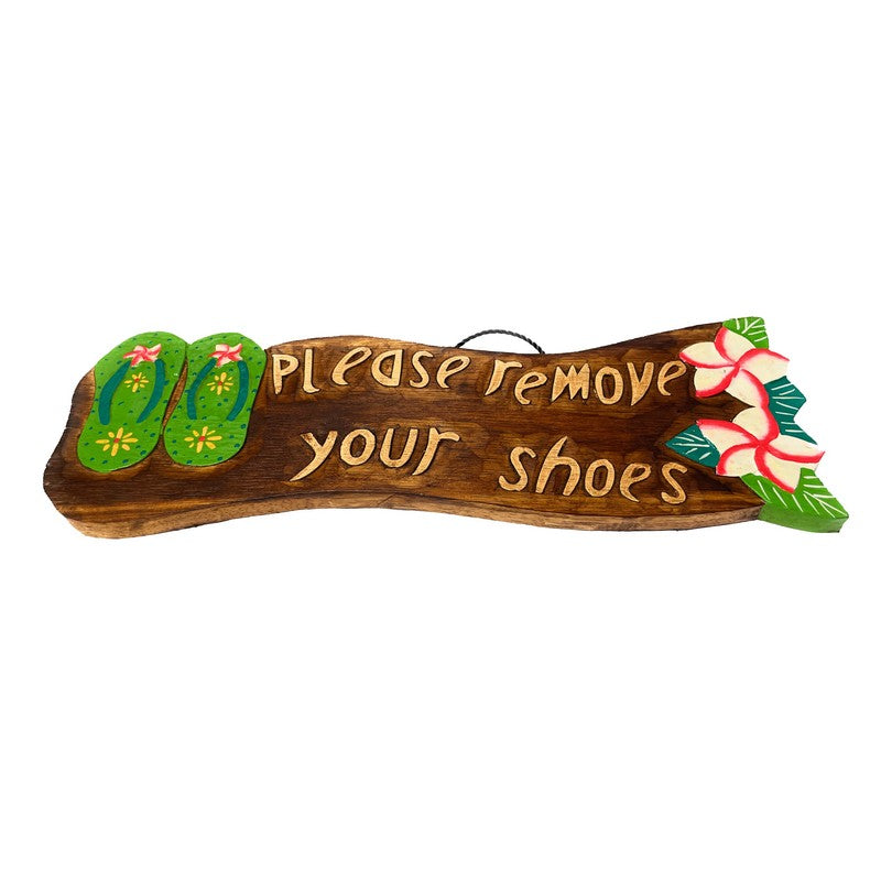 Please Remove Shoes w/ Plumeria Flowers & Slippers