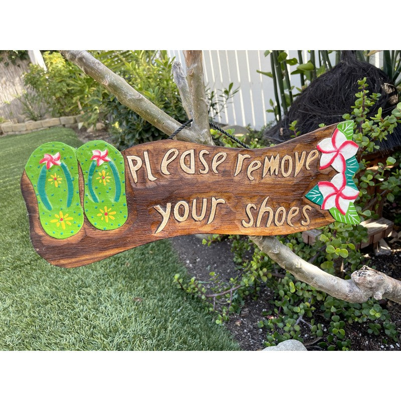Please Remove Shoes w/ Plumeria Flowers & Slippers