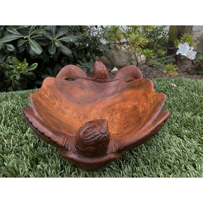 Double Honu Wooden Bowl 12" (Stained)