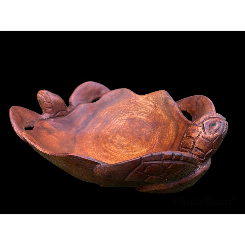 Double Honu Wooden Bowl 12" (Stained)
