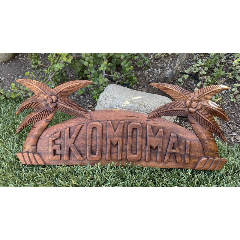 E Komo Mai with Two Palm Trees | Welcome Sign