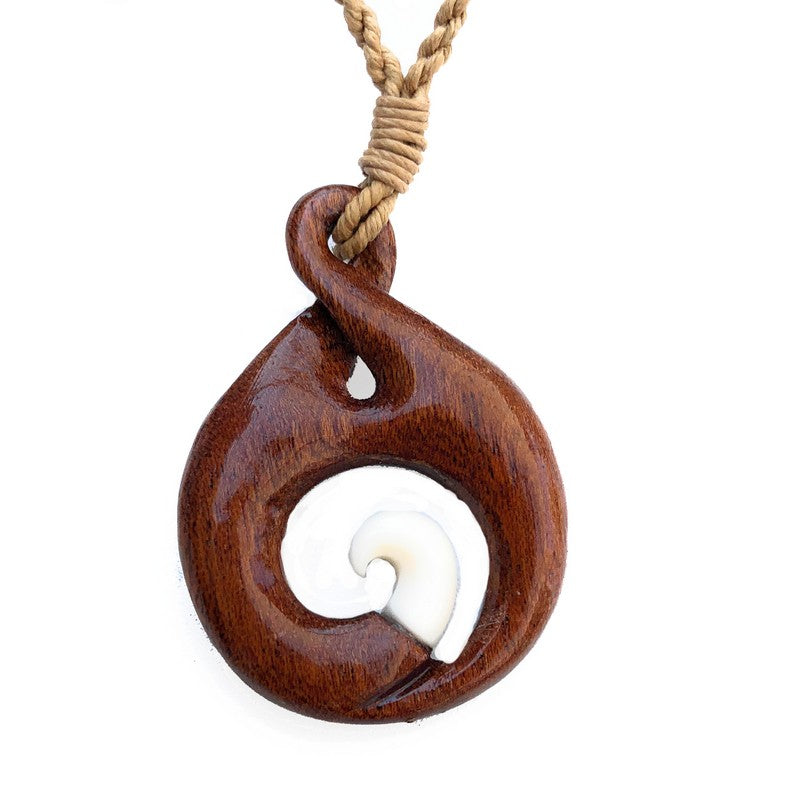Koa Wood Circle with Bone | Hawaiian Necklace - Makana Hut