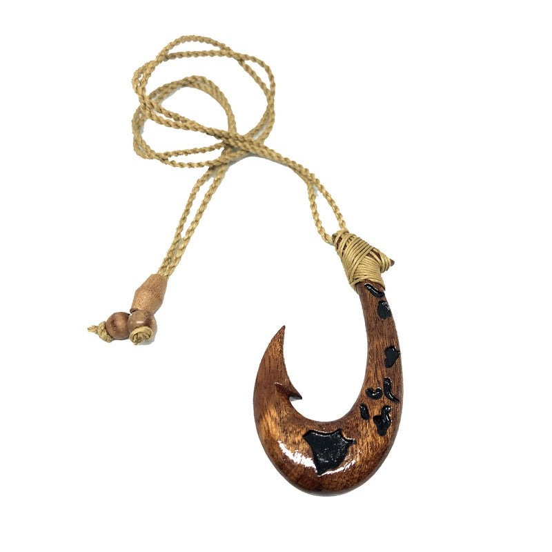 Koa Wood Fish Hook with Hawaiian