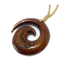 Koa Wood Swirl with Engravings Necklace