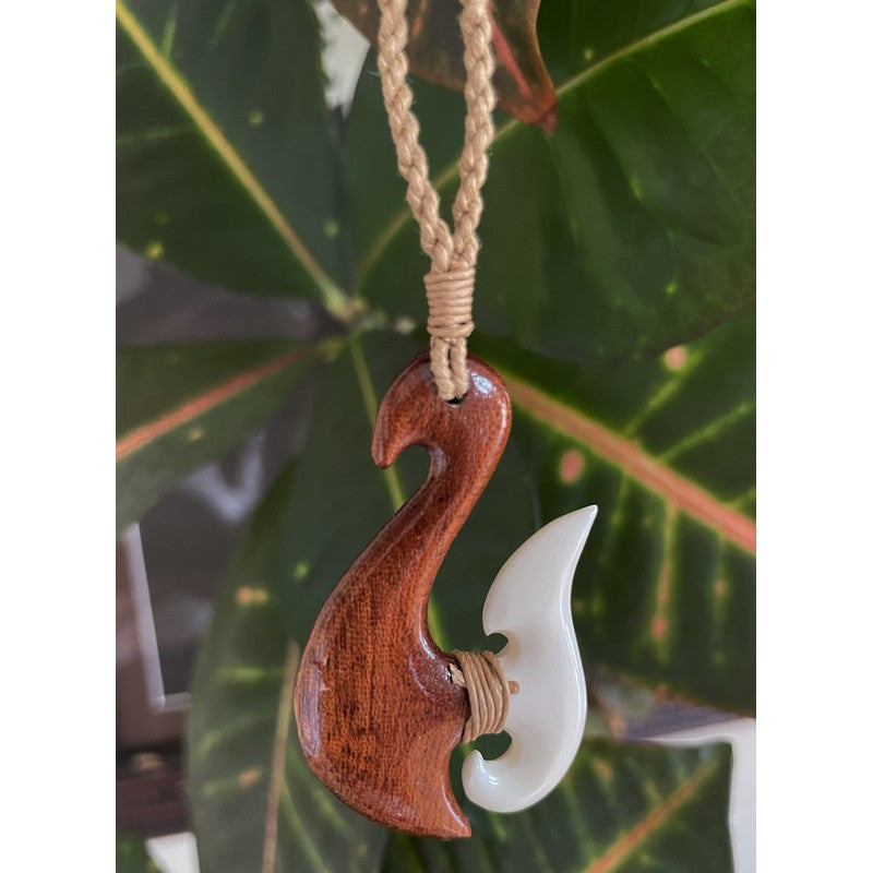 Koa Wood and Bone Maori Fish Hook