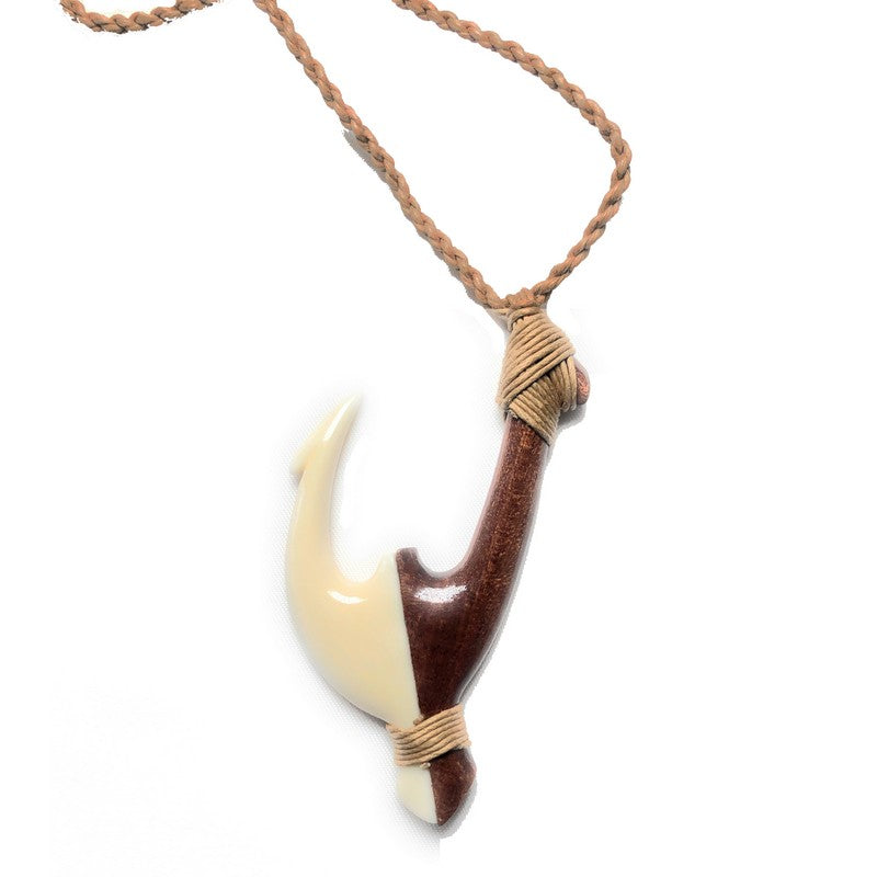 Hawaiian Jewelry Handmade Koa Wood Fish Hook Necklace From Maui Hawaii -   Hong Kong