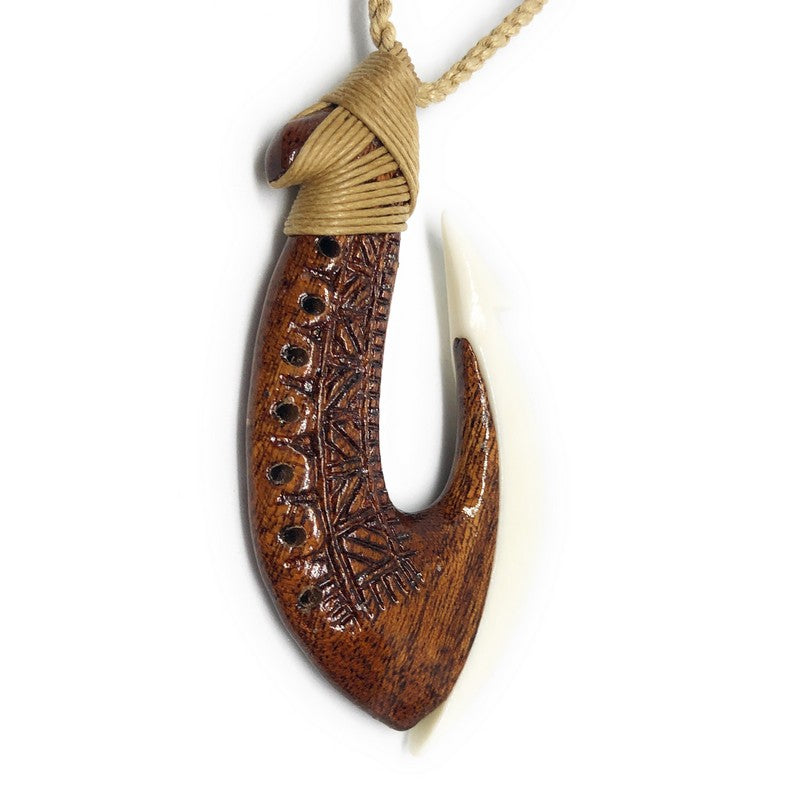 Island Sense Hand Carved Natural Buffalo Bone Double Dolphin Nai'as Pendant  Knotted w/Adjustable Brown Hemp Cord Necklace/Choker - Hawaiian/Polynesian