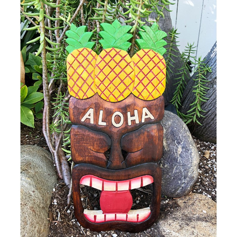 Aloha Sign with Tiki and Pineapples 16"