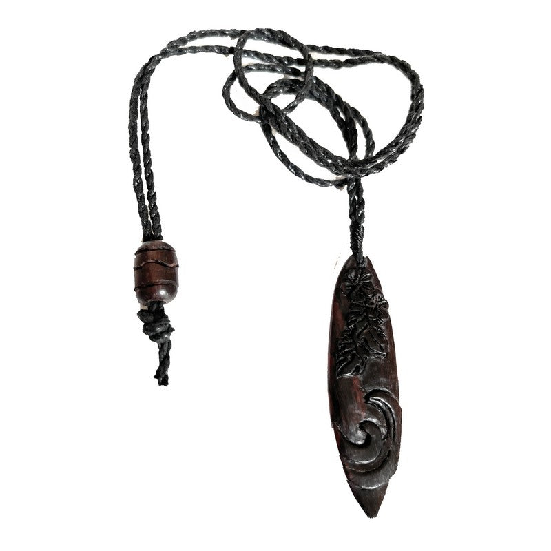 Surfboard with Hawaiian Engravings Necklace