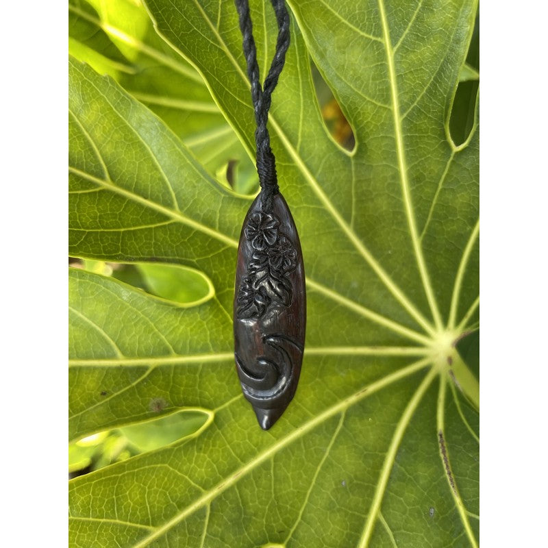 Surfboard with Hawaiian Engravings Necklace