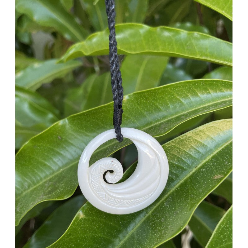 Bone Jewelry  Hawaiian Spiral of Life Bone Necklace. Carved Jewelry.