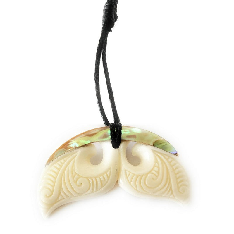 Bone Choker w/ popular Abalone Shell Pendant