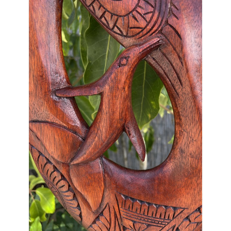 Dolphin Fish Hook w/ Engravings | Wall Plaque 15"