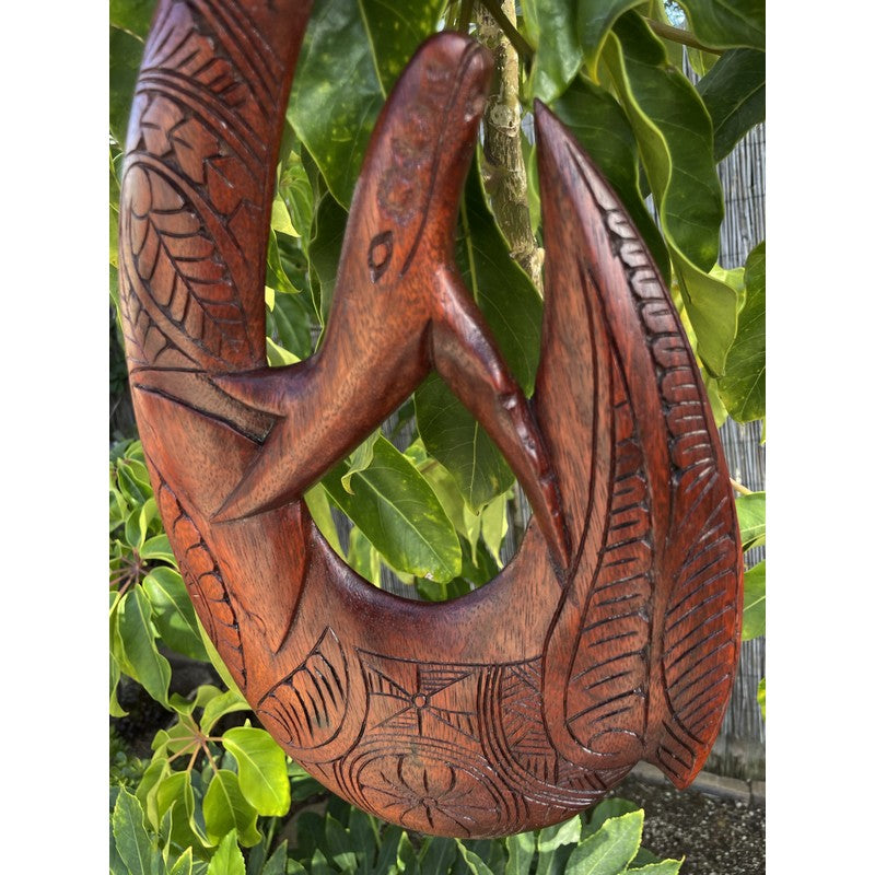 Whale Fish Hook w/ Engravings | Wall Plaque 15"