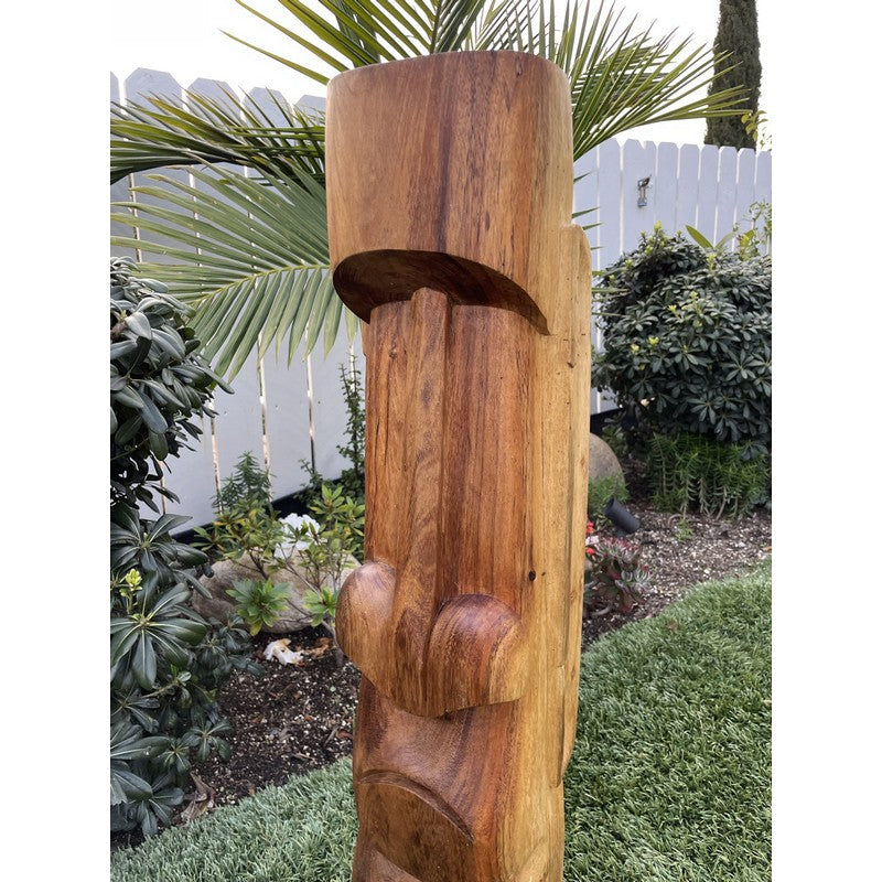 Moai Easter Island Mini Figure Handmade Tiki Tropical Resin Statue Plant  Accent