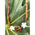 Honu and Plumeria Koa Wood Necklace