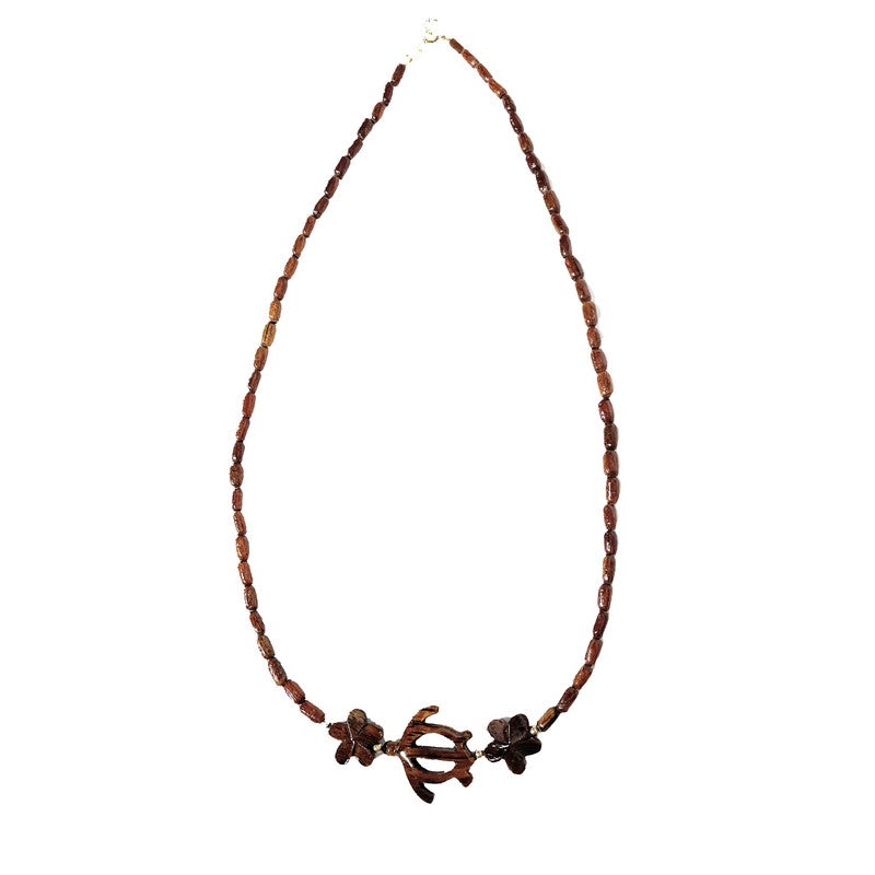 Koa Plumeria with Honu Necklace 18" | Koa Jewelry