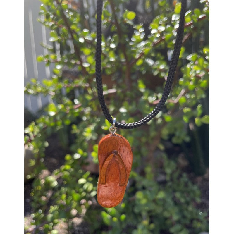 Koa Wood Slipper Pendant | Hawaiian Jewelry
