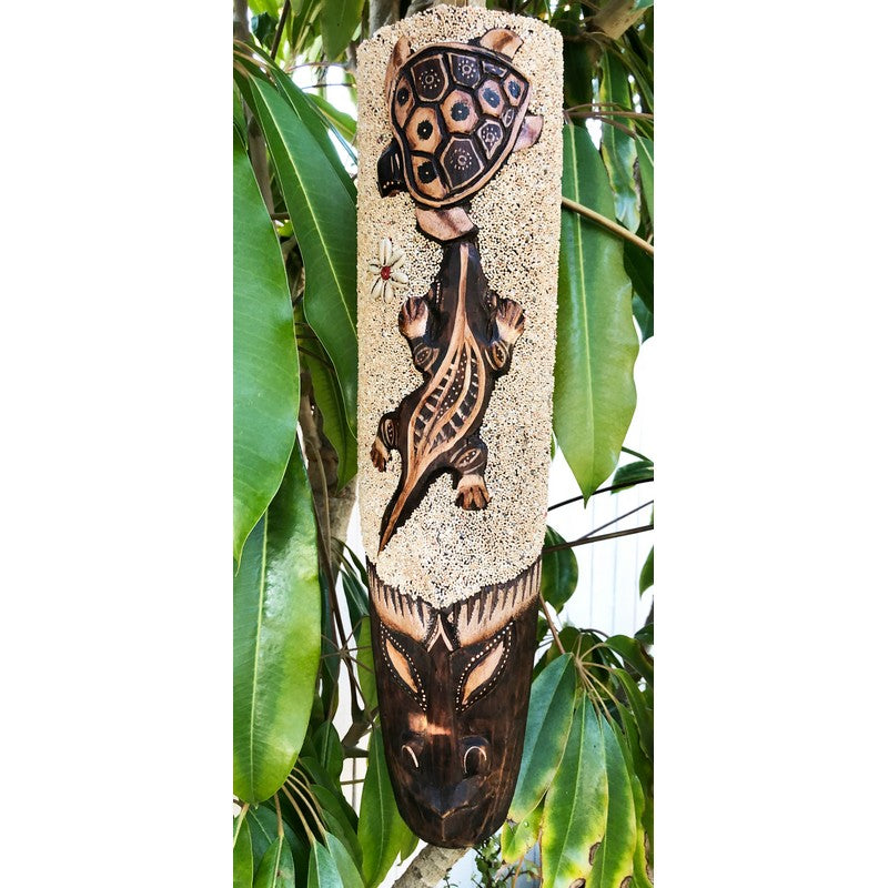 Honu and Gecko Mask | Tropical Décor 19"