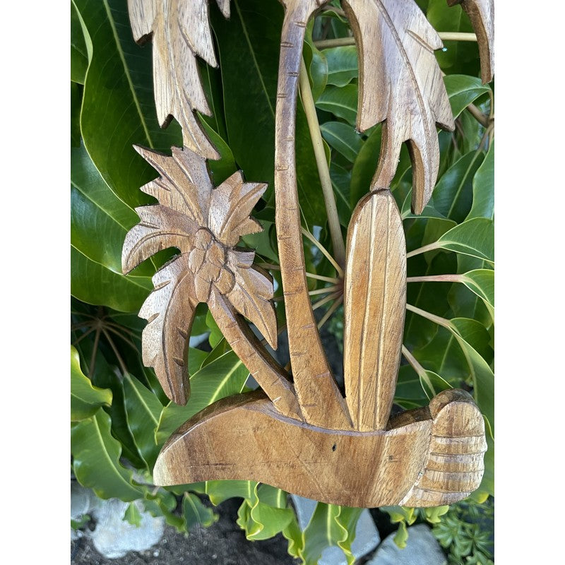 Palm Tree with Surfboard | Natural Wall Plaque