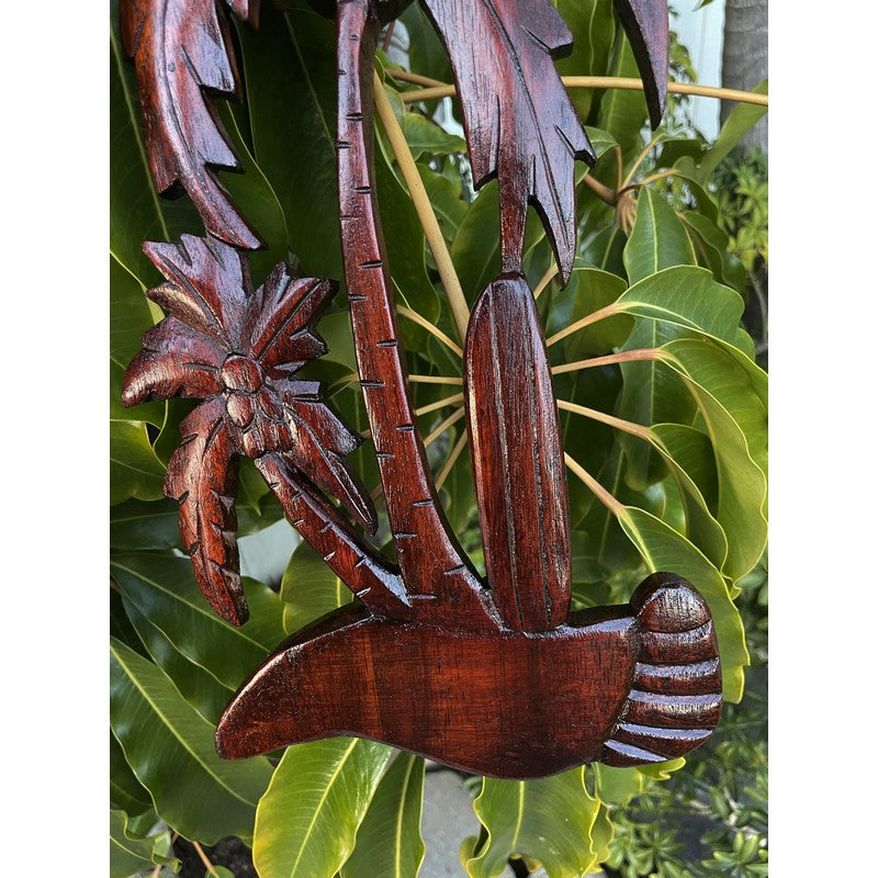 Palm Tree with Surfboard | Stained Wall Plaque